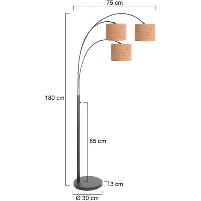 Vloerlampen Sparkled Light, zwart, eigentijds, kantelbaar, hoogte verstelbaar, materiaal: kurk en metaal, merk: [Merknaam]