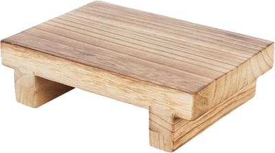 Multifunctionele houten opstapkruk van Paulownia, vintage voetensteun voor badkamer, keuken en nachtkastje, 21 x 18 x 7 cm