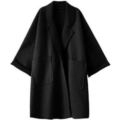 Vrouwen Winterjas Dikke Losse Omslagkraag Lange Mouwen Pure Kleur Koudebestendige Zakken Plus Size Inkeping Kraag Vrouwenjas Vrouwenkleding 4XL