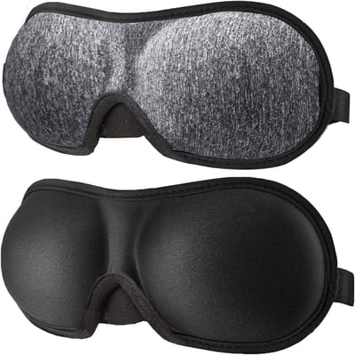 3D Oogmasker - Slaapmasker Blinddoek - Diepe Slaap - Machinewasbaar Comfort - 22x8x4 cm - Zwart Grijs