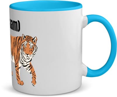 Akyol - tijger met eigen naam koffiemok - theemok - blauw - Tijger - dieren liefhebber - iemand die houdt van tijgers - verjaardag - cadeau - kado - geschenk - 350 ML inhoud