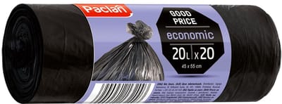 Paclan Economic Serie - Afvalzakken - 20 Liter - Zwart - 20 stuks