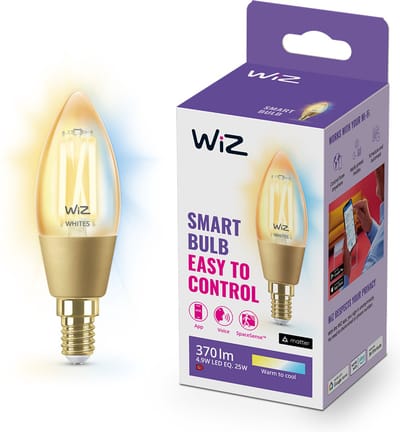 WiZ Filament Kaarslamp - Warm- tot Koelwit Licht - Slimme LED Verlichting - E14 fitting - 25W - Goud - Wi-Fi