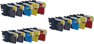 KATRIZ® huismerk inkt voor|Brother /LC980/LC985/LC1100/LC1100H| 6xblack+3x Cyan +3x Magenta + 3x Yellow|29ml | ( 15stuks)