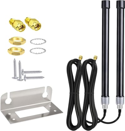 MIMO Antennekit - Mobiele Versterker - Signaal Verbeteren - Glasvezel Buitenmontage - 2 Stuks 3 Meter - Zwart