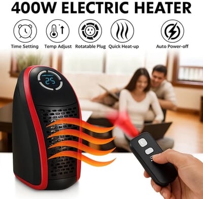 Mini Kachel – 400W Elektrische Mini Kachel – Compacte Plug-in Verwarming met Afstandsbediening