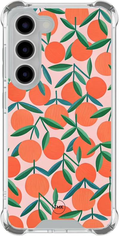 Shockproof hoesje geschikt voor Samsung Galaxy S23 - Sweet oranges - Schokbestendig - Verhoogde randen - TPU case - Extra Sterke Back Cover - Print - Transparant, Oranje