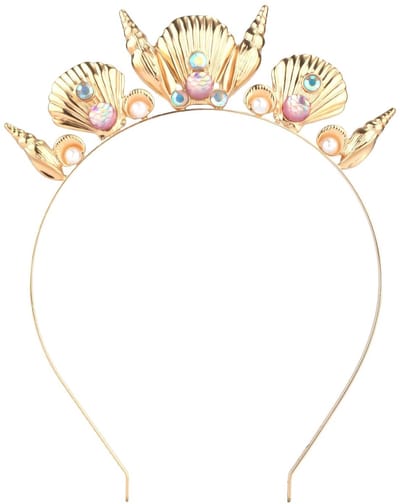 Dailygoody - Schelp Hoofdband - Gouden Schelp Kroon - Mooi Design - Goud - Haar Hoepel - Perfect voor Strand Bruiloft Halloween Carnaval