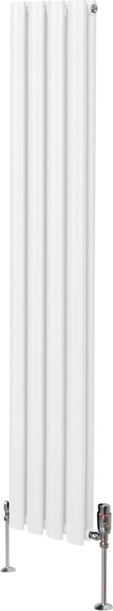 Ovale kolomradiator & trv chroomkranen - wit - 1600x240mm - 2797 btu