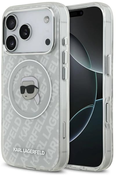 Karl Lagerfeld telefoonhoesjes voor iPhone 17 Pro - IML Karl Head Logo - MagSafe - Transparant