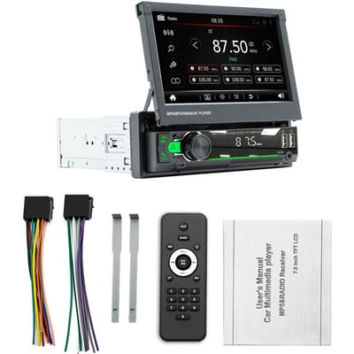 Lecteur MP3 MP5 MP4 avec écran rétractable de 7 pouces, localisateur de voiture BT 5.1, canal de Modulation de fréquence multicolore