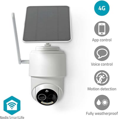 Nedis SmartLife Beveiligingscamera Draadloos Buiten - 4G - Full HD - Zonnepaneel - Pan tilt - Bewegingssensor - Nachtzicht