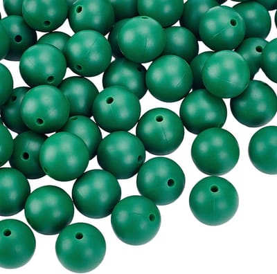 Siliconen kralen, 15 mm, kleine ondoorzichtige ronde siliconen kralen voor balpen, sleutelhanger, los, glad, rubber, afstandhouders voor sleutelhanger, pennen, armbanden