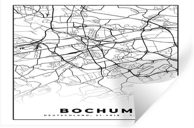 Muurstickers - Sticker Folie - Kaart - Stadskaart - Bochum - Plattegrond - 30x20 cm - Plakfolie - Muurstickers Kinderkamer - Zelfklevend Behang - Zelfklevend behangpapier - Stickerfolie