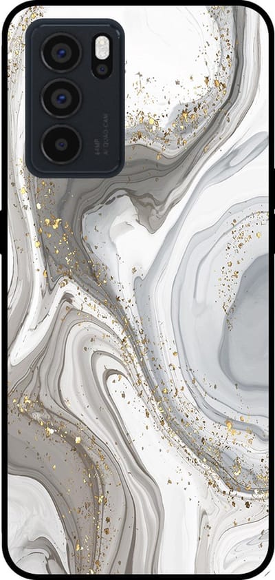 Smartphonica Telefoonhoesje Geschikt voor Oppo Reno6 Pro met marmer opdruk - TPU backcover case marble design - Zilver geschikt voor Oppo Reno6 Pro