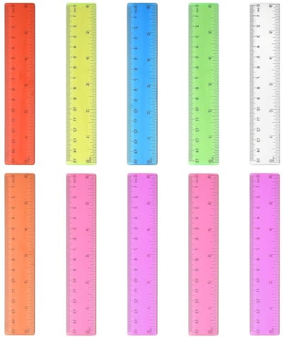 Set van 10 Plastic Linialen van 15 cm voor Basisschool, Kleurrijke Mini Linialen voor Kinderen, Perfect voor Schoolprojecten en Huiswerk