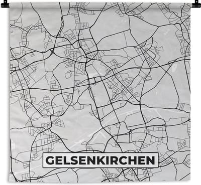 Wandkleed - Wanddoek - Duitsland - Stadskaart - Plattegrond - Gelsenkirchen - Kaart - 180x180 cm - Wandtapijt