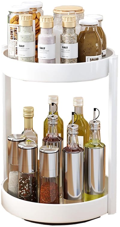 Unyqoos® Dubbele Draaibare Organizer voor Keuken en Badkamer met Metalen Afwerking en Anti-Slip Functie