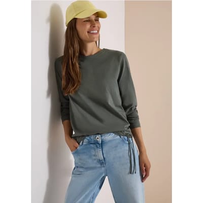 Longsleeve met ronde hals en tunnelkoord