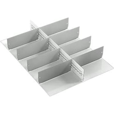Treston TWIN 2 ESD-ladeverdeler, geschikt voor de 100 mm hoge laden van TWIN-gereedschapswagens, 1 x lengteverdeler/8 x dwarsverdelers, staal