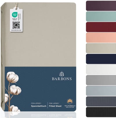 BARBONS hoeslaken 90x200 - hoeslakens Jersey 145 g/m² - 100% katoen - zand