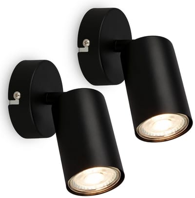 BRILONER TIB - Set van 2 LED Opbouwspot - wandspot met GU10 - kantelbaar - Ø8 - zwart