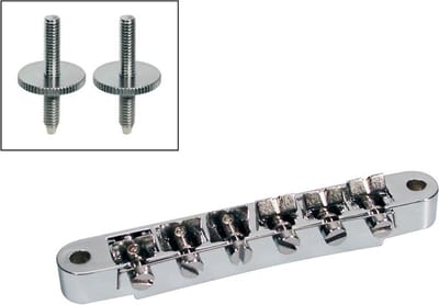 Brug voor e-gitaar, tune'o matic, nikkel, stud spacing 74,0mm, stud diam 4,0mm