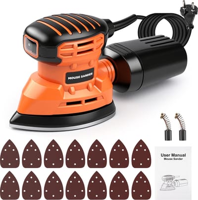 Excentrische Schuurmachine - Met 14 stuks schuurpapier - 150W 230V - Vlakschuurmachine - Polijstmachine - Houtbewerking Polijst Schuurmachine - Schuuroppervlak - voor doe-het-zelf houtbewerking, polijsten en slijpmachine
