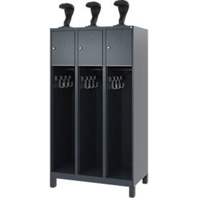 C+P Evolo brandweerkast, model YOUNGSTER, 3 vakken, H 1630 x B 900 x D 500 mm, poten, antracietgrijs RAL 7061