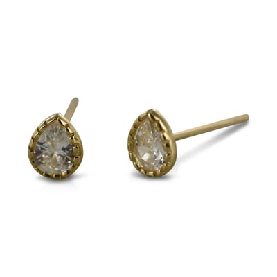 New Bling 9NBG-0469 Gouden Oorknopjes - Dames - Druppel - Zirkonia - 5 x 4 mm - 14 karaat - Goud
