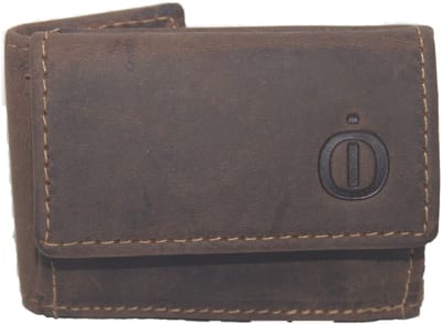 OI Hunter bruin leren mini portemonneetje / zeer klein beursje Duits model / Hunter bruine zwarte portemonnee voor in jeanszakje / bruin leer / 131H