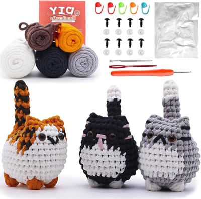Haakset voor Beginners - Compleet Amigurumi Haakpakket met Instructies voor Starters, Perfect voor Kattenliefhebbers en Creatieve Projecten