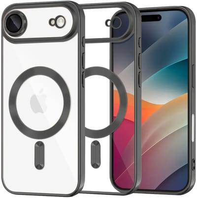 Hoesje geschikt voor Apple iPhone Air - Techsuit Luxury Crystal Back Cover - Geschikt voor MagSafe - Transparant/Zwart