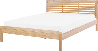 CARNAC - Tweepersoonsbed - Lichtbruin - 160 x 200 cm - Rubberhout