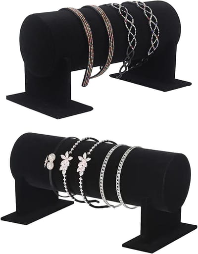 Hoofdband Sieraden Organizer - Sieraden Toren - Sieraden Presenteren - Fluweel Bekleed - 2 Stuks - Zwart