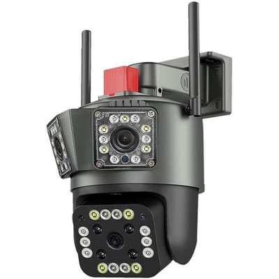 Caméra d'extérieur PTZ WiFi 4K 8MP à trois objectifs, Protection à trois écrans, détection de mouvement, vidéosurveillance IP extérieure, caméras de survalance UK Plug