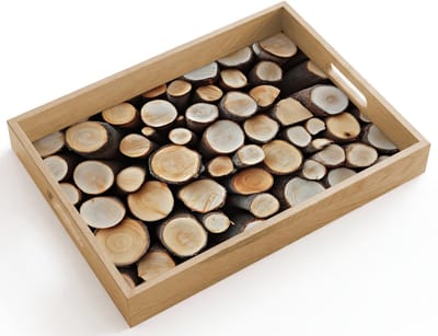 Dienblad hout 40x30 cm - Schootdienblad - Hout - Boomstammen - Textuur - Borrelplank rechthoek - Plateau dienbladen