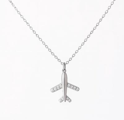 Zilveren Vliegtuig Ketting - 925 Sterling Zilver - Elegant Dames Sieraad Cadeau