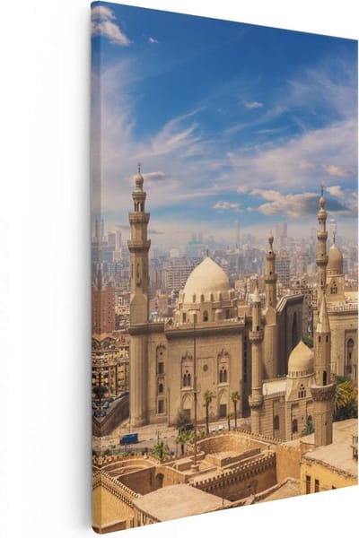 Artaza Canvas Schilderij Skyline Caïro - 20x30 cm - Klein - Wanddecoratie Moskee - Muurdecoratie Islamitisch - Kamer Accessoires