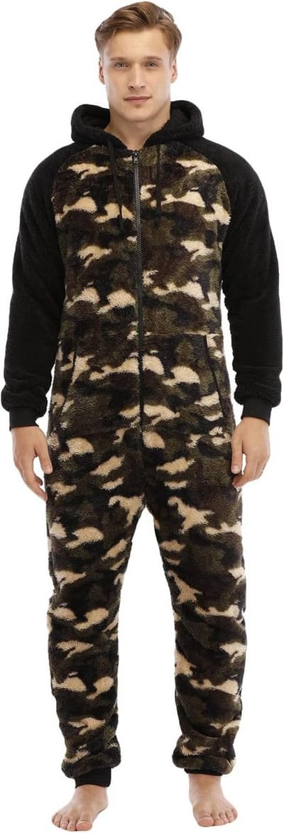 Heren Onesie Fluwelen Pyjama Vrouwen Kap met Rits Warm en Zacht Nachtkleding