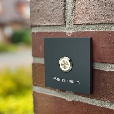 Vierkante RVS Deurbel Antraciet - Inclusief Naambepaling en LED Verlichting