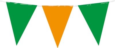10 meter vlaggenlijn - Groen/Oranje - 15 vlaggen - Plastic voor binnen & buiten - 30 cm vlaggen - Herbruikbare slinger