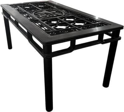 Fine Asianliving Chinese Eettafel Handgesneden met Glasplaat Chinese Meubels Oosterse Kast