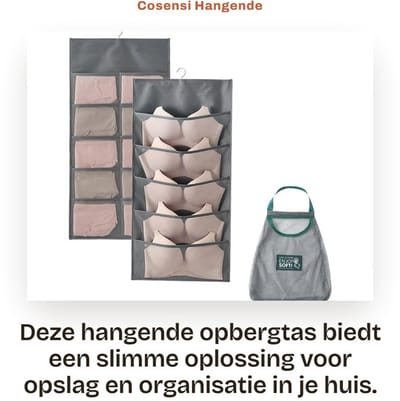 Dailygoods- Opbergtas Hangend 15 Vakken - Draagbare Opbergtas - Garderobeorganizer - Deurgemonteerde Opslag - Grijs - 40 x 80 cm - Opbergzak