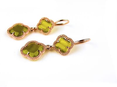 model Double Fiori klein oorringen in zilver roze verguld kaki