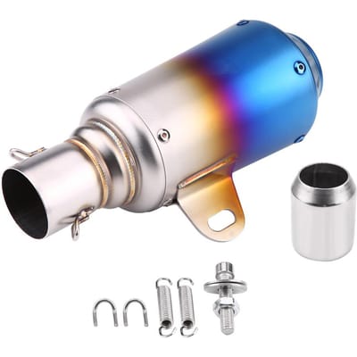 Silencieux d'échappement universel pour moto, embout de silencieux, acier inoxydable, moitié bleu gray