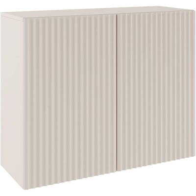 Selsey Sunds – Dressoir met geribbelde lamellenfronten, 2-deurs, kasjmierbeige, 100 cm