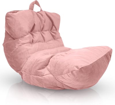 Aiire Luxe Zitzak van Perzisch fluweel Premium – Grote Pouf Lounge met Vulling voor Woonkamer of Slaapkamer – Moderne Bean Bag Chair Stoel voor Volwassenen of Tieners – XXL Vloerkussen Roze