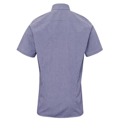Premier Heren Micro Gingham geruit katoenen overhemd met korte mouwen (Marine / Wit)