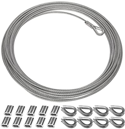Kabel Touw 2mm x 10m met Aluminium Krimpkous en RVS Vingerhoedjes